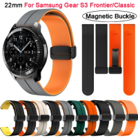 22mm Silicone Strap for Samsung Gear S3 Frontier Classic Band Magnetic Buckle for Galaxy Watch 3 45mm/46mm Bracelet Belt