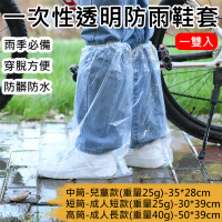 捷華 一次性透明防雨鞋套(拋棄式鞋套 雨具 機車族必備 農務用 長筒雨鞋套 輕便雨鞋 防水 一雙入)