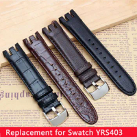 1:1 New High quality Genuine leather watchband 21mm leather strap special for swatch YRS403 412 402G watch Bracelet