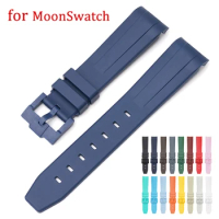 20mm Rubber Strap for Swatch x Omega MoonSwatch for Speedmaster Curved End Sport Waterproof tpu Replace Watch Band for Men Women
