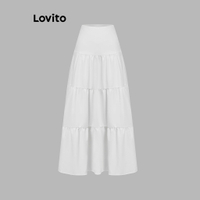 COD Lovito Casual Plain Basic Skirt for Women L85AD112 Lovito Basic Skirt Casual Polo for Women L85A