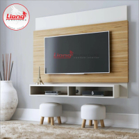 Backdrop TV Rak meja TV gantung furniture modern minimalis bahan multiplex finishing tacosheet Kayu 