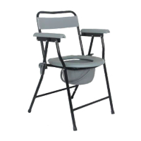 Medical steel portable beside shower chair with seat foldable commode toilet chair for eldely