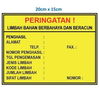Per 6pcs Stiker SIMBOL DAN LABEL LIMBAH B3 Sticker Plastik Vinyl Tahan Air Waterproof Water Resistan