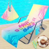 Lounge Chair Towel Cover Wrap-Around Beach Chair Lounge Towel For Summer Elastic Bottom Chair Protection Tool For Most Lounge