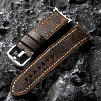 Hand Stitched Head Layer Cowhide Leather Strap suitable For iwatch Apple Watch s8 s7 49MM 45MM Thickened Men Vintage Leather