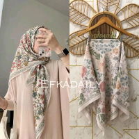 Hijab Voal Motif Soft Jilbab Flower Turki Monogram Pattern Segi Empat Square Muslim Kerudung Printin