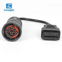 Deutsch J1939 9pin to 16pin OBD 2 Tuck Cable 9 pin 16pin Female 1ft/0.3m Cable Deutsch OBD2 Connector Truck Line for Cummins
