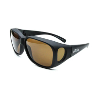 【MOLA 摩拉】包覆式近視偏光太陽眼鏡套鏡墨鏡 大臉 UV400 防紫外線 釣魚 茶色 男女(3620Lblb)