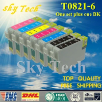 One set Plus One BK Compatible Cartridge For T0821 - T0826 , For Epson RX690 TX659 TX720WD TX800FW TX820FWD RX590 RX610 RX690