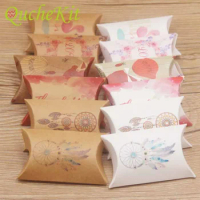 20/50Pcs Kraft Paper Gift Box Pillow Candy Box Wedding Baby Shower Birthday Present Decorations Cookies Nut Packaging Boxes