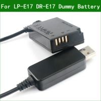 5V USB TO LP E17 LPE17 ACK-E17 DR-E17 Dummy Battery&amp;DC Power Bank USB Cable for Canon EOS M3 M5 M6 M6 Mark2 ii ACKE17
