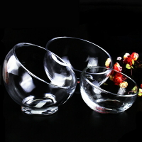 水果盤斜口玻璃碗沙拉盤子水晶果盤玻璃盤碗自助餐涼菜展示盤