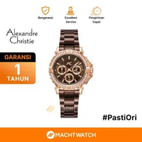 Jam Tangan Wanita Alexandre Christie AC 9205 BF BROBODR-1 Ladies Brown Dial Brown Stainless Steel St