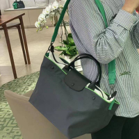 HOT★French Autumn and Winter New longchamp Nylon Green Grey Double Layer Dumpling Bag.size:S:19X32X10cm,L:29x28x20cm.