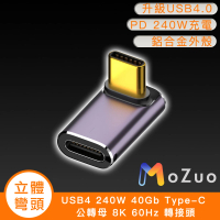 【魔宙】USB4 240W 40Gb Type-C 公轉母 8K 60Hz 轉接頭-立體彎頭