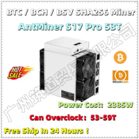 Free Shipping BITAMAIN AntMiner S17 Pro 53TH/S With PSU BTC BCH Miner Better Than S9 S15 S11 T15 T9+ Z11 WhatsMiner M3X M10 M20S