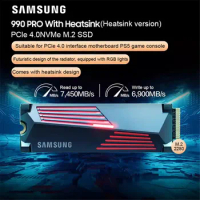 Samsung 990 Pro With Heatsink SSD 1TB 2TB Internal Solid State Disk Hard Drive PCIe 4.0 NVMe M.2 2280 SSD For Laptop Desktop ps5