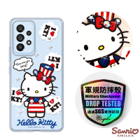 三麗鷗 Kitty Samsung Galaxy A53 5G 輕薄軍規防摔彩鑽手機殼-凱蒂美國派
