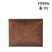 FOSSIL Derrick 真皮RFID防盜皮夾-棕色 ML3771200 (禮盒組附鐵盒)