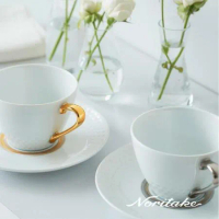 【日本 Noritake】極簡系列-咖啡對杯組金/銀)禮盒