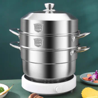 40cm hot pot food warmer steamer pot stainless steel steamer pots for cooking Gas induction cooker universal Home Steamer cooker