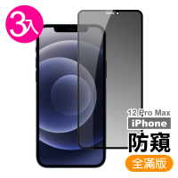 iPhone12 ProMax保護貼手機滿版高清防窺9H玻璃鋼化膜(3入 12ProMax鋼化膜 12ProMax保護貼)