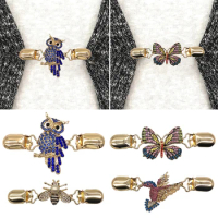Crystal Owl Brooch Pins Clip Scarf Buckle Collar Duck-Mouth Cardigan Brooches Sweater Shawl Clips DIY Jewelry Cute Animal Brooch