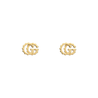 GUCCI 鋸齒雙G Logo 耳環 耳釘 18K黃金
