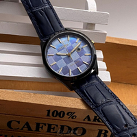 點數9%★CITIZEN手錶,編號CI00012,34mm黑圓形精鋼錶殼,藍紫色蘇格蘭方格紋錶面,寶藍真皮皮革錶帶款,Hebe藍朋友簽名限量款【APP下單享9%點數上限5000點】