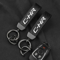 Leather Carbon Fiber Car Ring Keychain Trinket Zinc Alloy Keyrings Rotate 360 Degrees For Toyota Chr CHR CH-R Auto Accessories