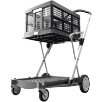 Multi Use Functional Collapsible Carts | Mobile Folding Trolley | Shopping Cart with Storage Crate | Platform Truck