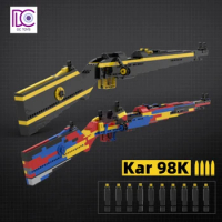 2022 MOC Brick Kar 98K Sniper Rifle Building Block Burst Weapon Shotting Gun Bullet Technical Military WW2 City Police Swat Toy