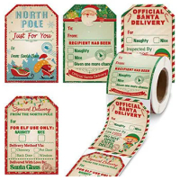 50-200pcs Merry Christmas Gift Tags Santa Claus Labels Stickers Holiday decoration "To From" Gift from Santa Cards Present Decor