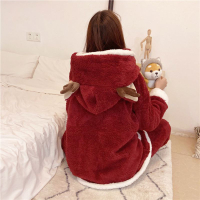 [New] New Cute Red Christmas Pajamas for Women Winter Coral Fleece plus Size Pajamas Suit for Women 
