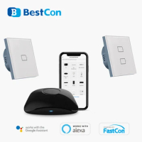 BroadLink Bestcon TC2S EU Wall Touch Switch + RM4 PRO Universal Remote Controller works with Alexa Google Assistant Smart Home
