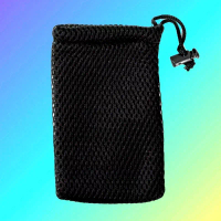 Tas pouch serut bahan mesh hitam