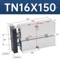 Cylinder pneumatic TN16 Twin Rod Pneumatik Angin Air Silinder Double Stroke TN 16 - TN 16x10 TN 16x1