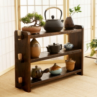 日式家具 茶壺茶葉收納架 多層置物架 小型家用茶架 子展示架 實木博古架 小擺件日本 全館免運
