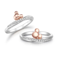 【WEDDING CODE】鉑金14K金 鑽石女戒 迪士尼米奇米妮 3442米奇雙(天然鑽石 母親節 現貨)