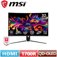 MSI微星 32型 MPG 321CURX QD-OLED HDR 4K 1700R 曲面電競螢幕