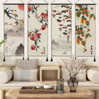 新中式掛布背景布中國風好寓意玄關中堂畫客廳布藝掛畫墻面裝飾布