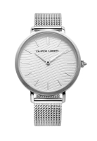 Filippo Loreti 中性不銹鋼Grazia Silver Quartz手錶，直徑33毫米，銀色不銹鋼手鐲