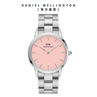 Daniel Wellington DW 手錶 Iconic Link Blush 36ｍｍ蜜桃粉精鋼錶-粉紅錶盤 DW00100536