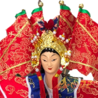 【A-ONE 匯旺】穆桂英+背旗 有內體 可換衣 精緻布袋戲偶 送臺灣立體繡貼 戲偶架 講古 武旦 玩偶人偶手偶