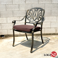 【LOGIS】萬象藤鋁合金鑄鐵椅(戶外椅 休憩椅 贈坐墊)