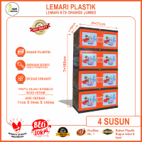 Lemari Jumbo Plastik 4 Susun Tanpa Kunci Motif BTS NON KUNCI 4 ORANGE ( BTS4SSNNONK-OREN )