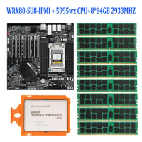 For GIGABYTE WRX80-SU8-IPMI Motherboard + Threadripper PRO 5995WX CPU 64C/128T 4.5GHz Processor+ 8* 64GB = 512G DDR4-2933MHZ RAM