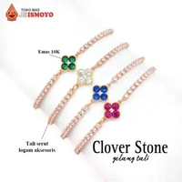 Gelang Tali Komb. Emas Serut Clover Stone J5 Ismoyo Warna Merah