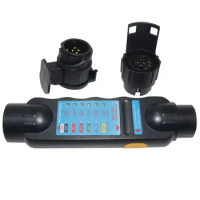 Trailer Wiring Tester Kit 12V 7-Prong Tester with 7-Prong Power Plug Socket Resistance Tester Connector Converter Head